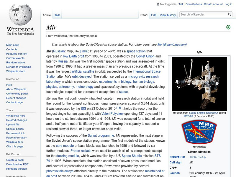 Wikipedia: Mir Handout Wikipedia: Mir Handout