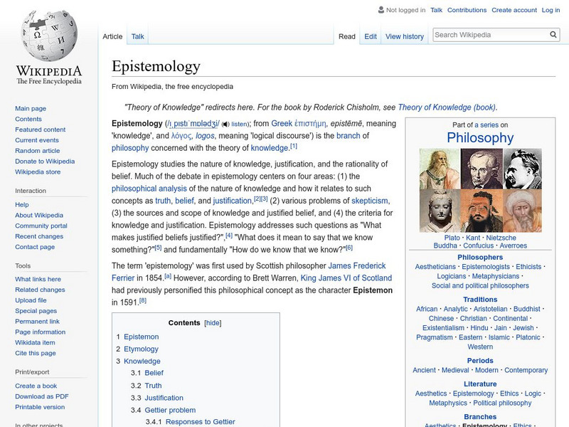 Wikipedia: Epistemology Handout Wikipedia: Epistemology Handout