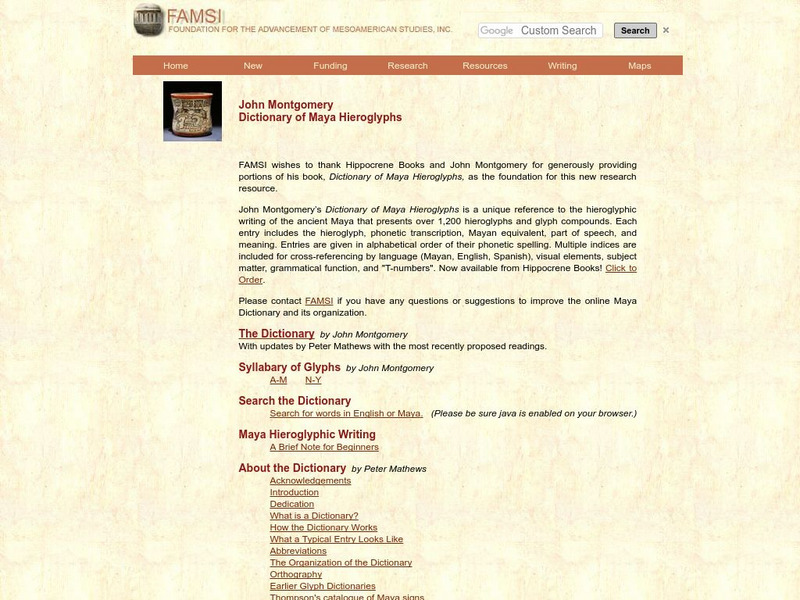 Famsi: Dictionary of Maya Hieroglyphs Handout Famsi: Dictionary of Maya Hieroglyphs Handout
