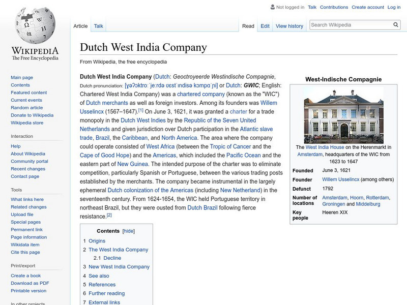 Wikipedia: Dutch West India Company Handout Wikipedia: Dutch West India Company Handout