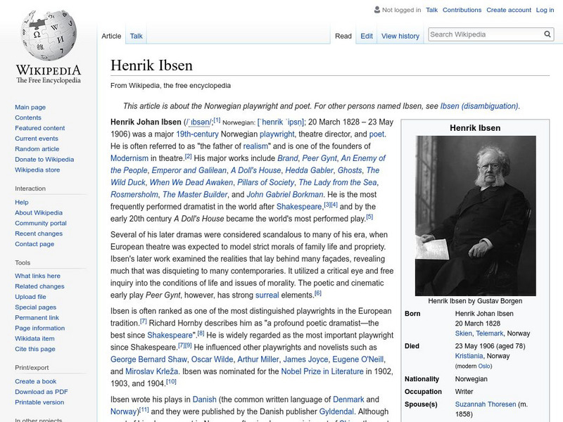 Wikipedia: Henrik Ibsen Handout