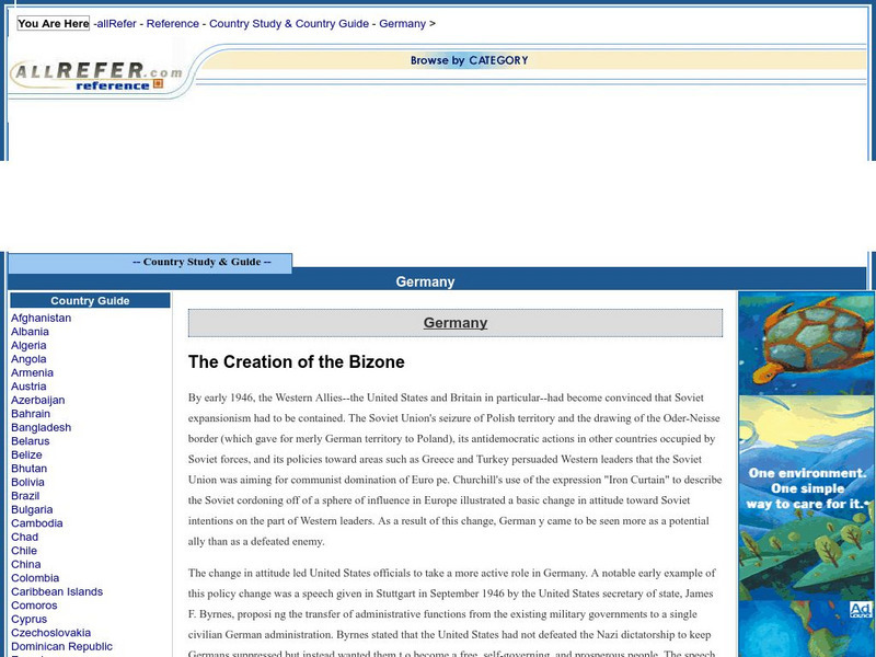 All Refer Reference: Germany: The Creation of the Bizone Website All Refer Reference: Germany: The Creation of the Bizone Website