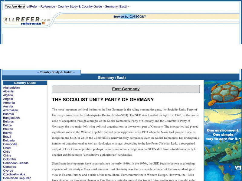 All Refer Reference: East Germany: Socialist Unity Party of Germany Website All Refer Reference: East Germany: Socialist Unity Party of Germany Website