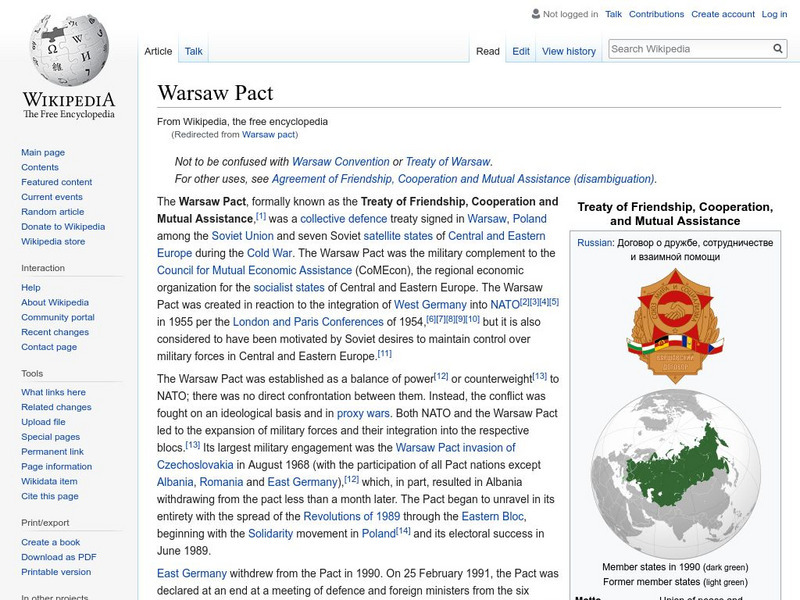 Wikipedia: Warsaw Pact Handout Wikipedia: Warsaw Pact Handout