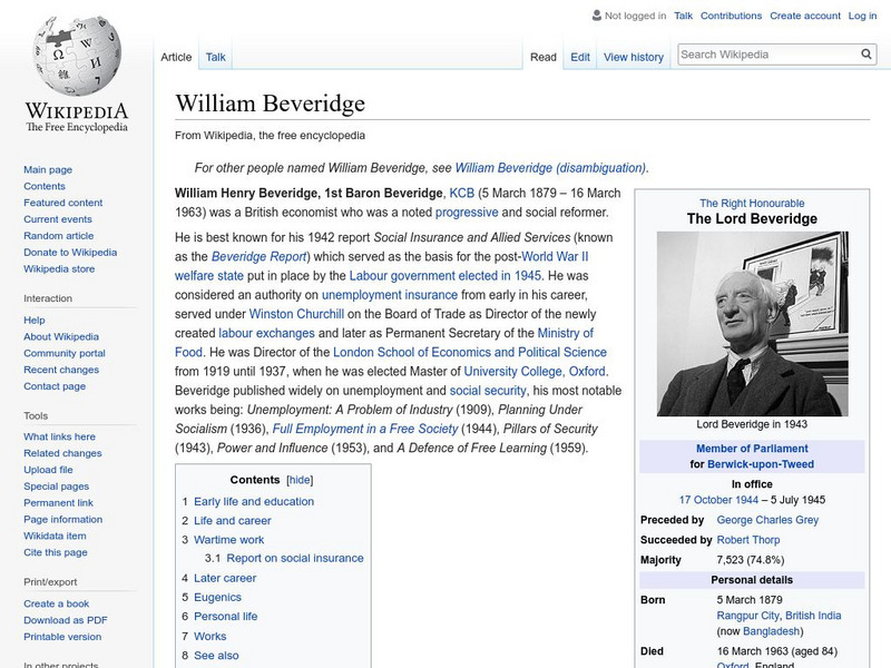 Wikipedia: William Beveridge Handout