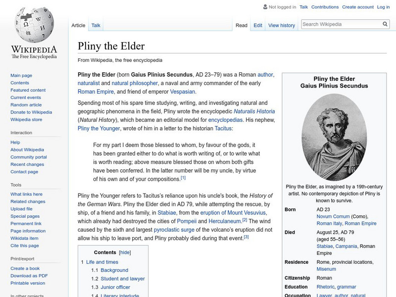 Wikipedia: Pliny the Elder Handout Wikipedia: Pliny the Elder Handout