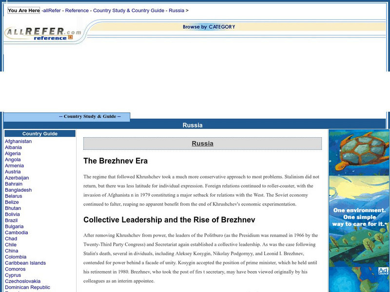 All Refer Reference: Russia: The Brezhnev Era Handout All Refer Reference: Russia: The Brezhnev Era Handout