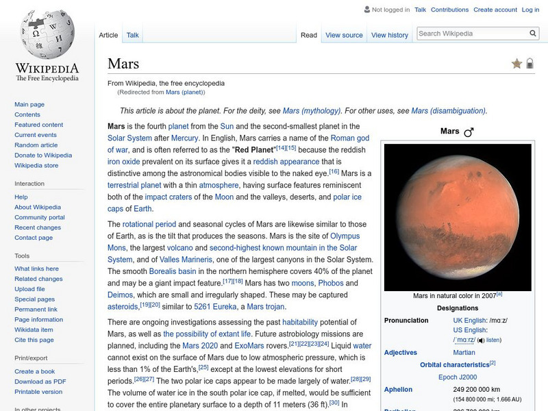 Wikipedia: Mars Handout Wikipedia: Mars Handout