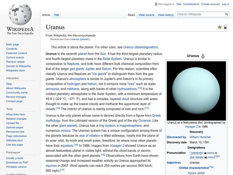 Wikipedia: Uranus Handout