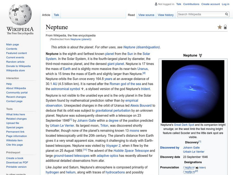 Wikipedia: Neptune Handout Wikipedia: Neptune Handout