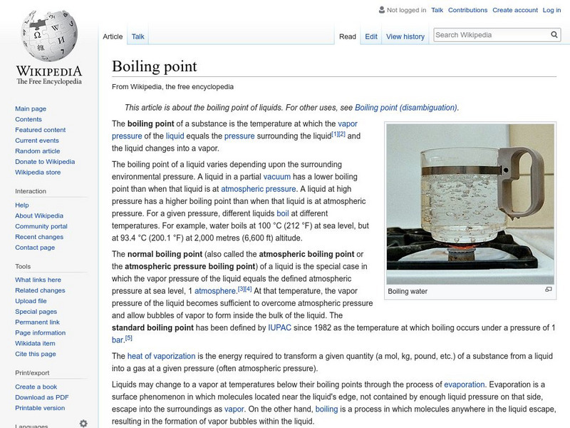 Wikipedia: Boiling Point Handout Wikipedia: Boiling Point Handout