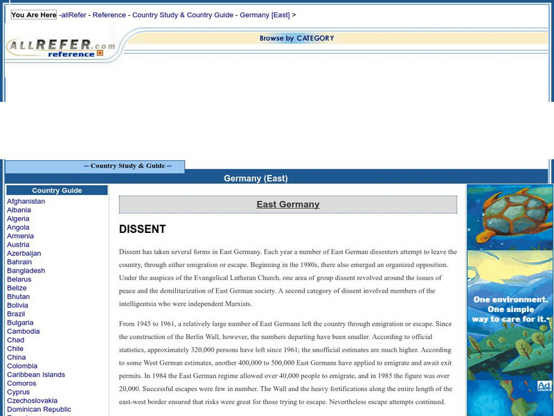 All refer.com: East Germany: Dissent Handout All refer.com: East Germany: Dissent Handout
