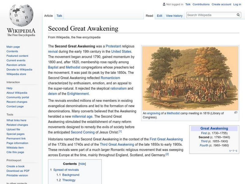 Wikipedia: Second Great Awakening Handout Wikipedia: Second Great Awakening Handout