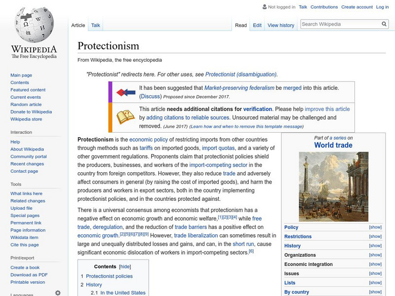 Wikipedia: Protectionism Handout Wikipedia: Protectionism Handout