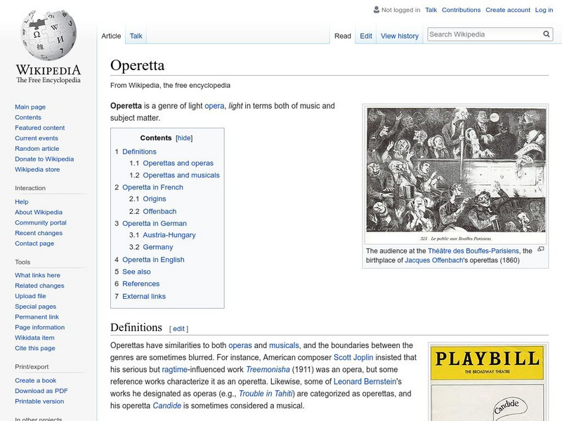 Wikipedia: Operetta Handout Wikipedia: Operetta Handout