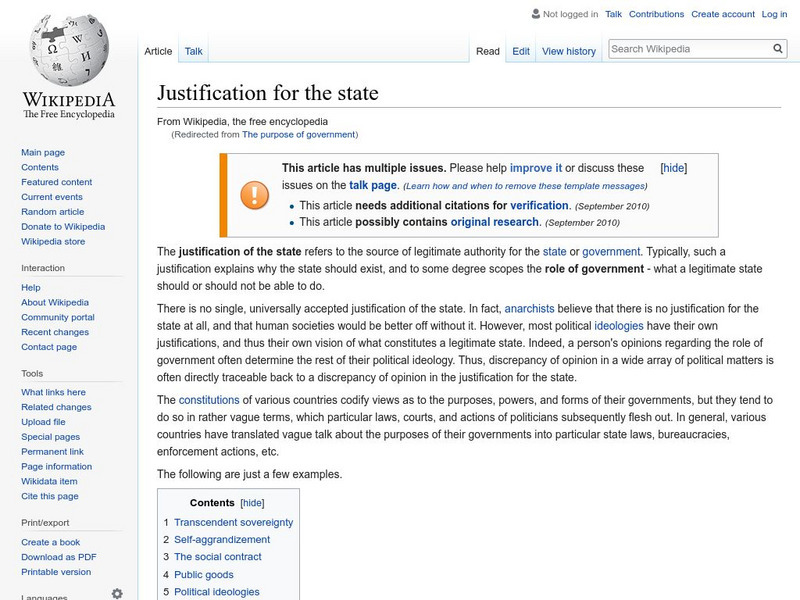 Wikipedia: Justification for the State Handout Wikipedia: Justification for the State Handout