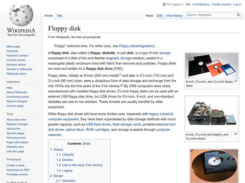 Wikipedia: Floppy Disk Handout Wikipedia: Floppy Disk Handout