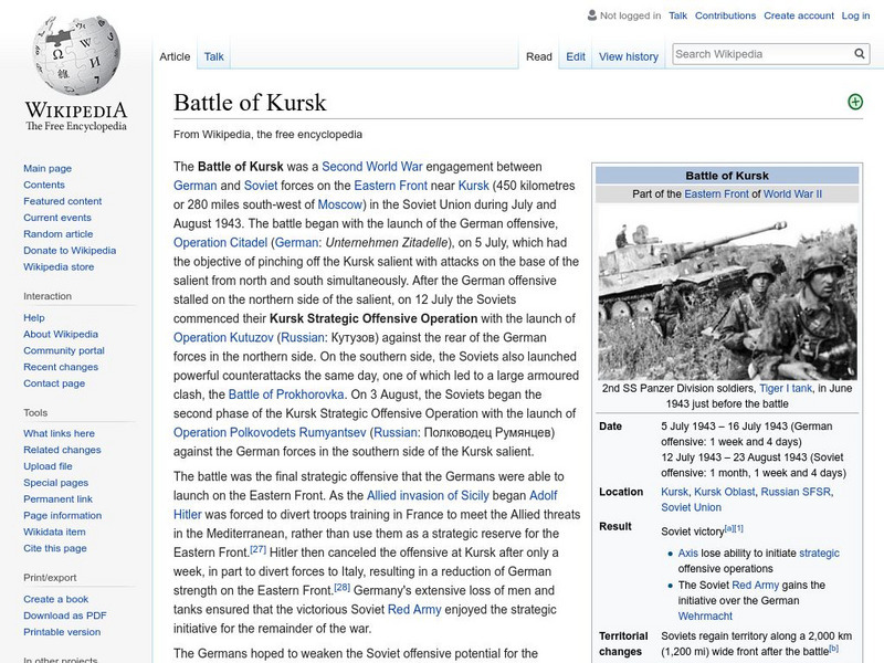 Wikipedia: Battle of Kursk Handout Wikipedia: Battle of Kursk Handout