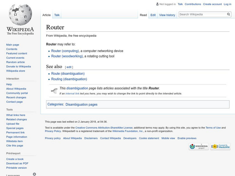 Wikipedia: Router Handout Wikipedia: Router Handout