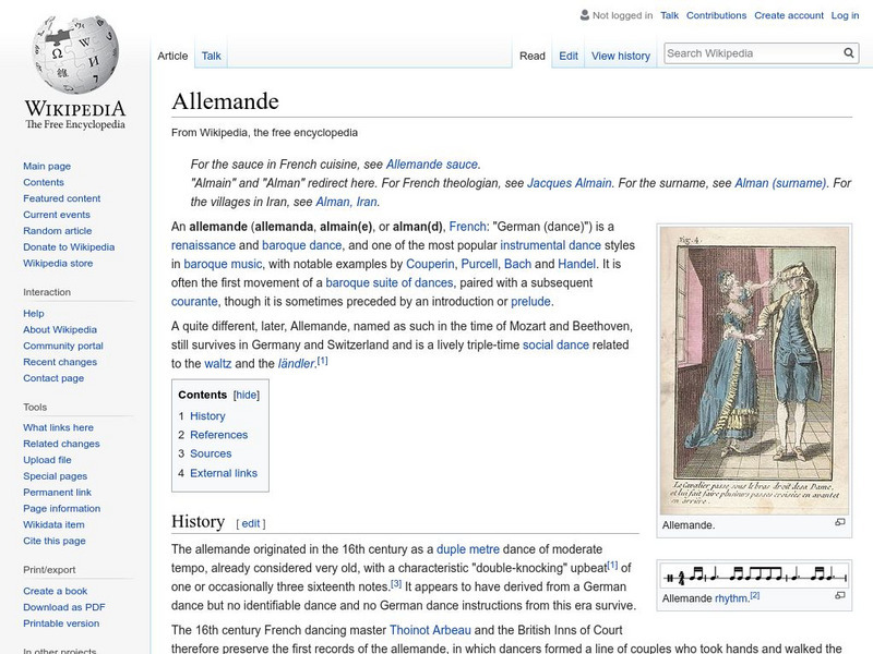Wikipedia: Allemande Handout Wikipedia: Allemande Handout