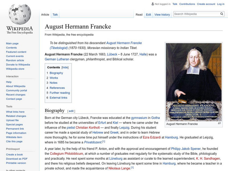 Wikipedia: August Hermann Francke Handout Wikipedia: August Hermann Francke Handout