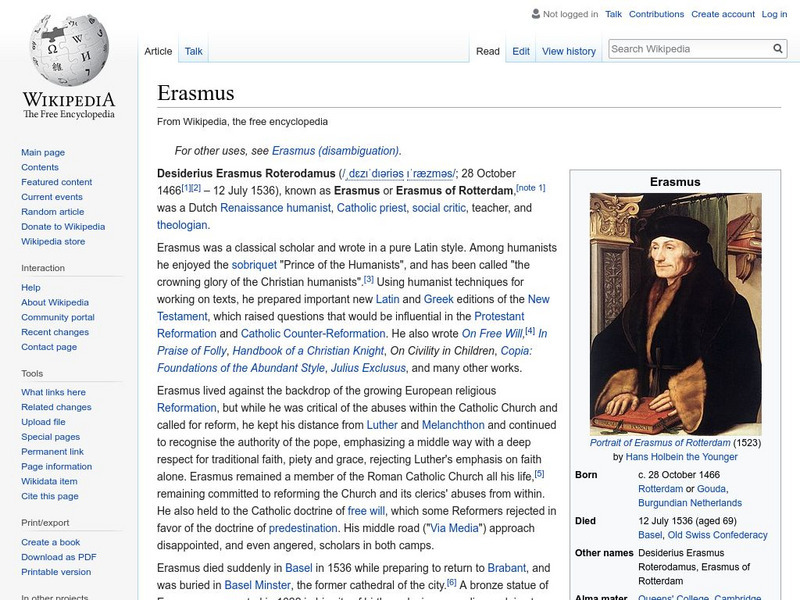 Wikipedia: Erasmus Handout Wikipedia: Erasmus Handout