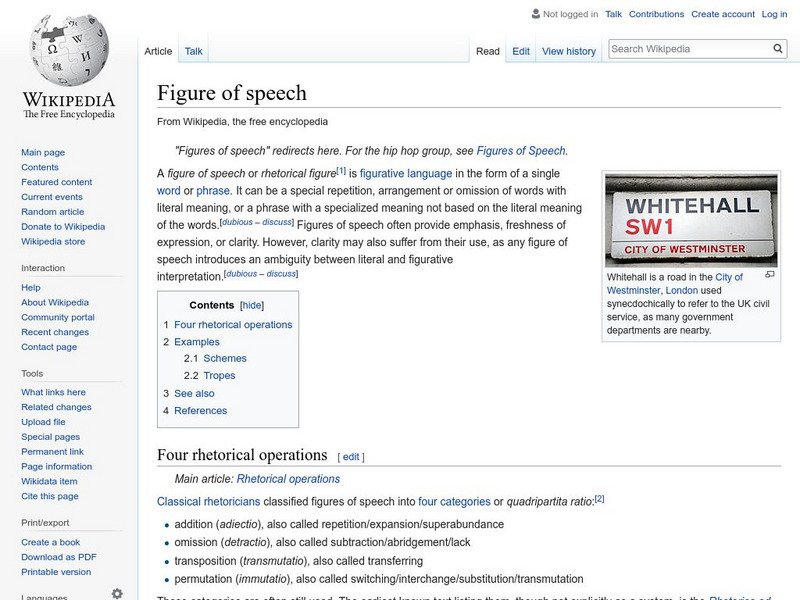 Wikipedia: Figure of Speech Handout Wikipedia: Figure of Speech Handout