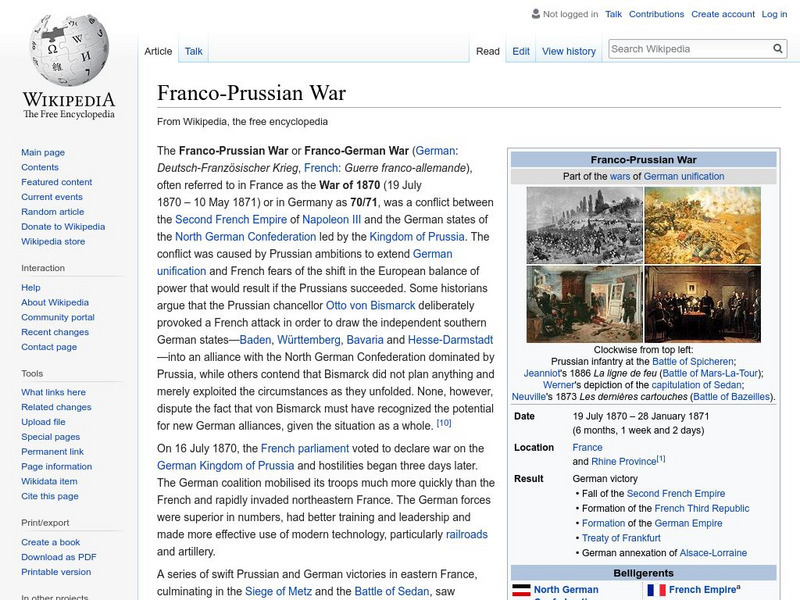 Wikipedia: Franco Prussian War Handout Wikipedia: Franco Prussian War Handout