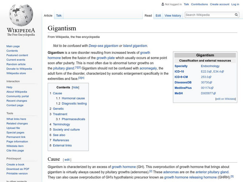 Wikipedia: Gigantism Handout