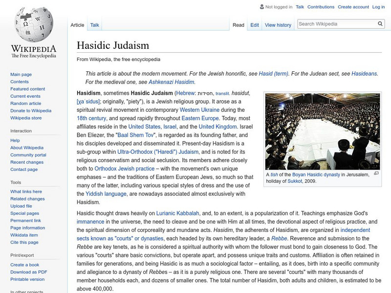 Wikipedia: Hasidic Judaism Handout Wikipedia: Hasidic Judaism Handout