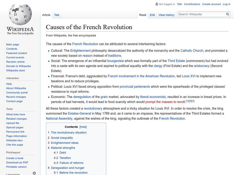 Wikipedia: Causes of the French Revolution Handout Wikipedia: Causes of the French Revolution Handout