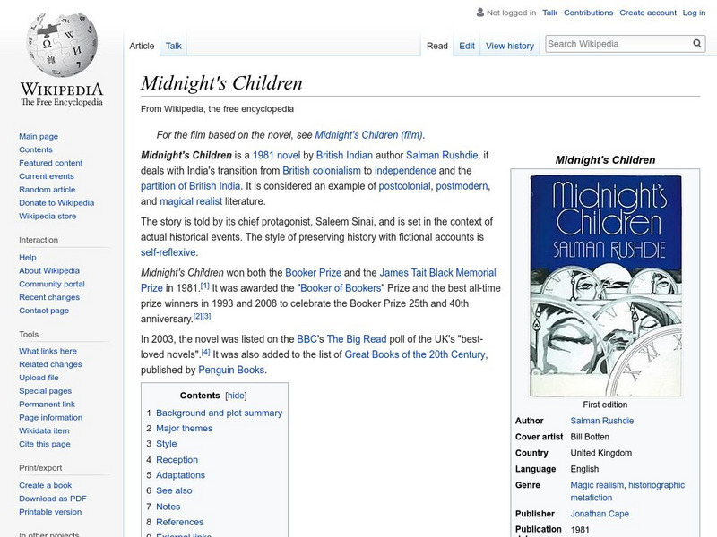 Wikipedia: Midnight's Children Handout Wikipedia: Midnight's Children Handout