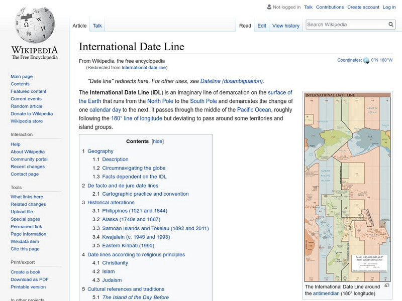 Wikipedia: International Date Line Handout Wikipedia: International Date Line Handout