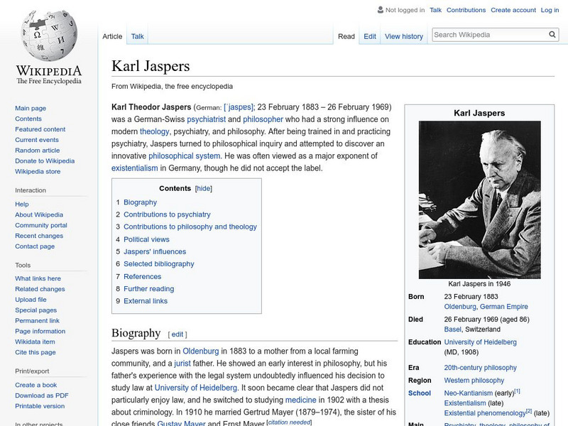 Wikipedia: Karl Jaspers Handout Wikipedia: Karl Jaspers Handout