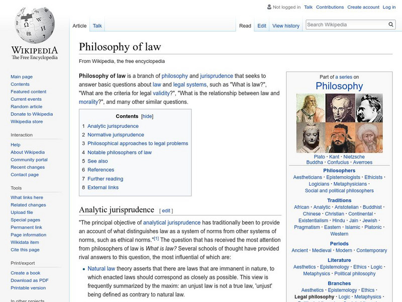 Wikipedia: Philosophy of Law Handout Wikipedia: Philosophy of Law Handout