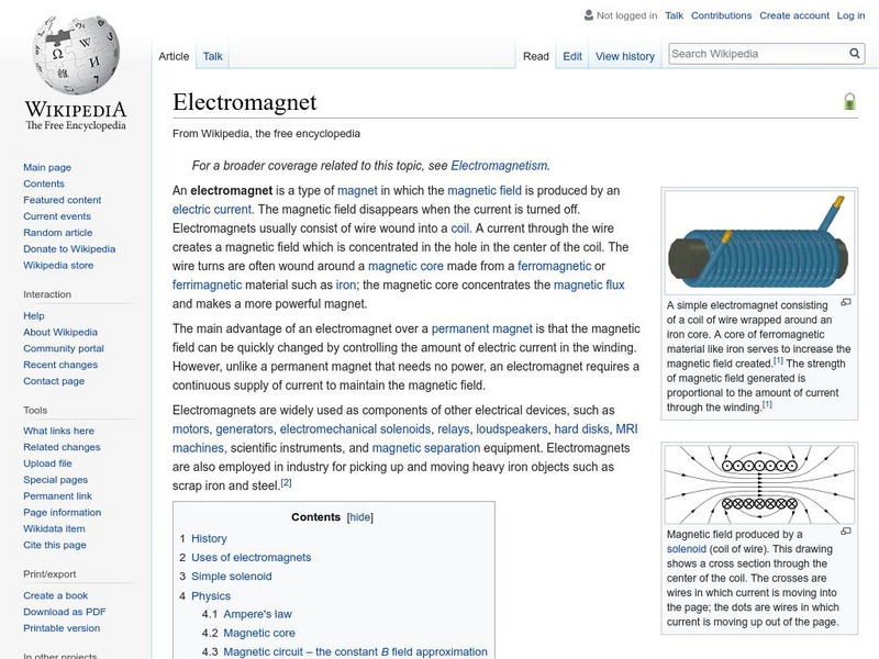 Wikipedia: Electromagnet Handout Wikipedia: Electromagnet Handout