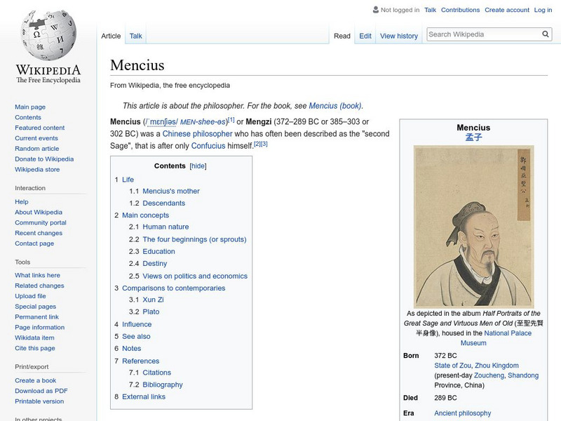 Wikipedia: Mencius Handout Wikipedia: Mencius Handout