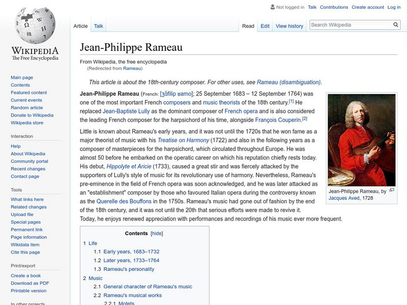 Wikipedia: Jean Philippe Rameau Handout Wikipedia: Jean Philippe Rameau Handout