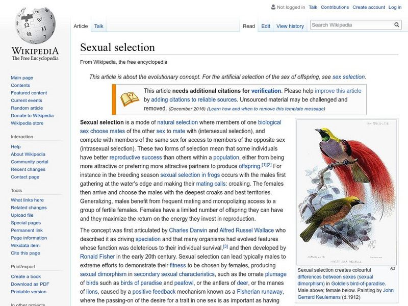 Wikipedia: Sexual Selection Handout Wikipedia: Sexual Selection Handout