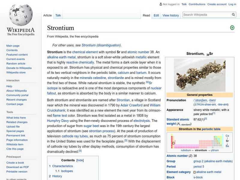 Wikipedia: Strontium Handout