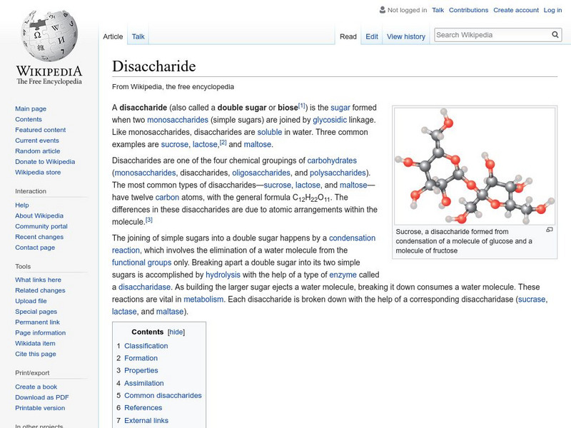 Wikipedia: Disaccharide Handout Wikipedia: Disaccharide Handout