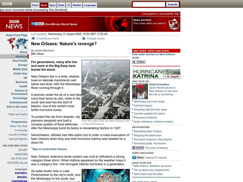 Bbc: New Orleans: Nature's Revenge? Handout Bbc: New Orleans: Nature's Revenge? Handout