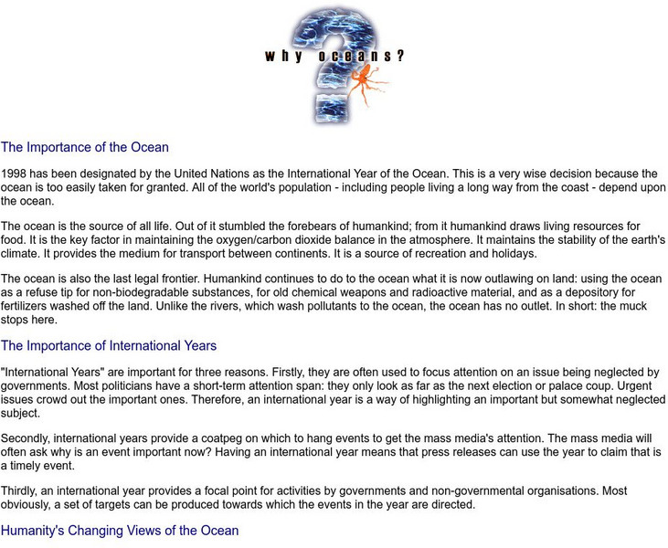 Australian Broadcasting Corporation: Why Oceans? Handout Australian Broadcasting Corporation: Why Oceans? Handout