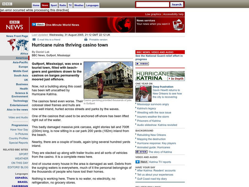 Bbc: Hurricane Ruins Thriving Casino Town Handout