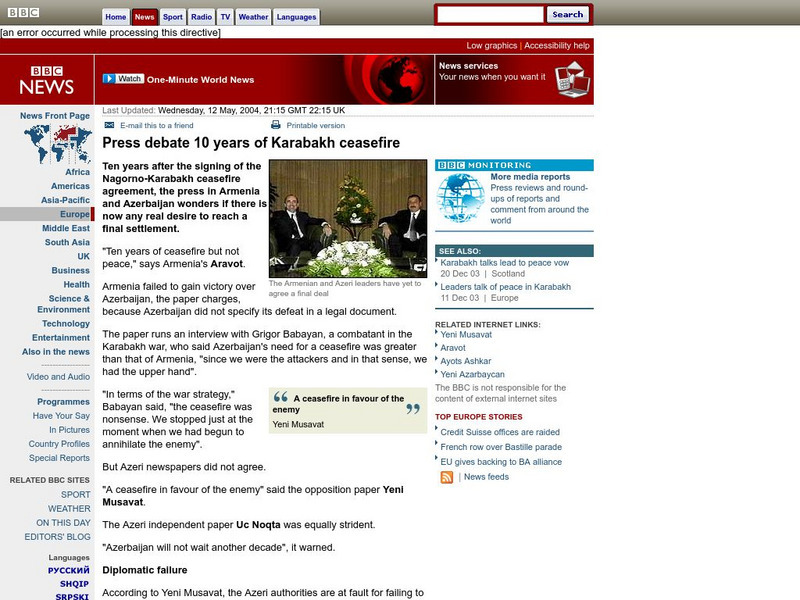 Bbc News: Ten Years of Ceasefire in Nagorno Karabakh Website Bbc News: Ten Years of Ceasefire in Nagorno Karabakh Website