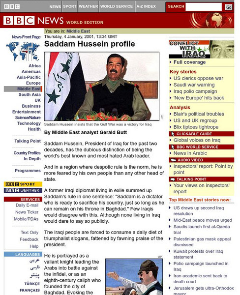 Bbc News: Saddam Hussein Profile Website Bbc News: Saddam Hussein Profile Website