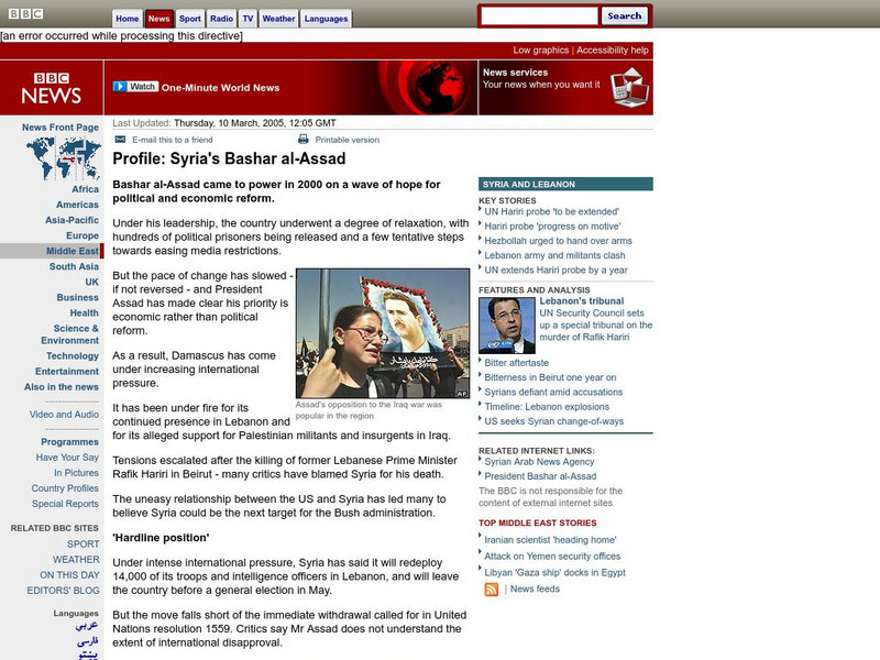 Bbc News: Profile: Bashar Al Assad Handout Bbc News: Profile: Bashar Al Assad Handout