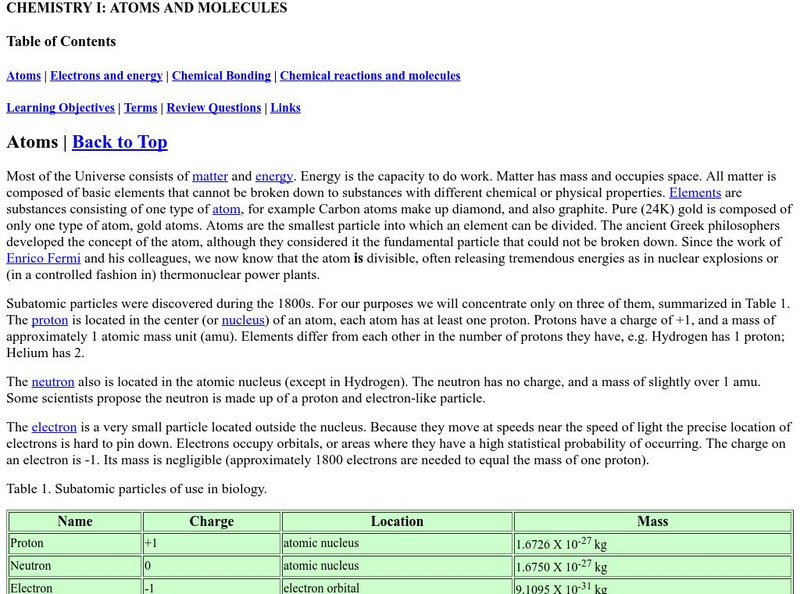 Online Biology Book: Chemistry I: Atoms and Molecules eBook Online Biology Book: Chemistry I: Atoms and Molecules eBook