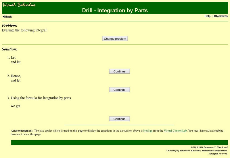 Math Archives: Visual Calculus: Antiderivatives / Integration by Parts Activity Math Archives: Visual Calculus: Antiderivatives / Integration by Parts Activity