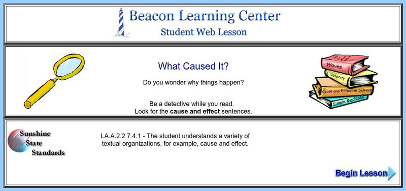 Beacon Learning Center: What Caused It?: Student Web Lesson Lesson Plan Beacon Learning Center: What Caused It?: Student Web Lesson Lesson Plan